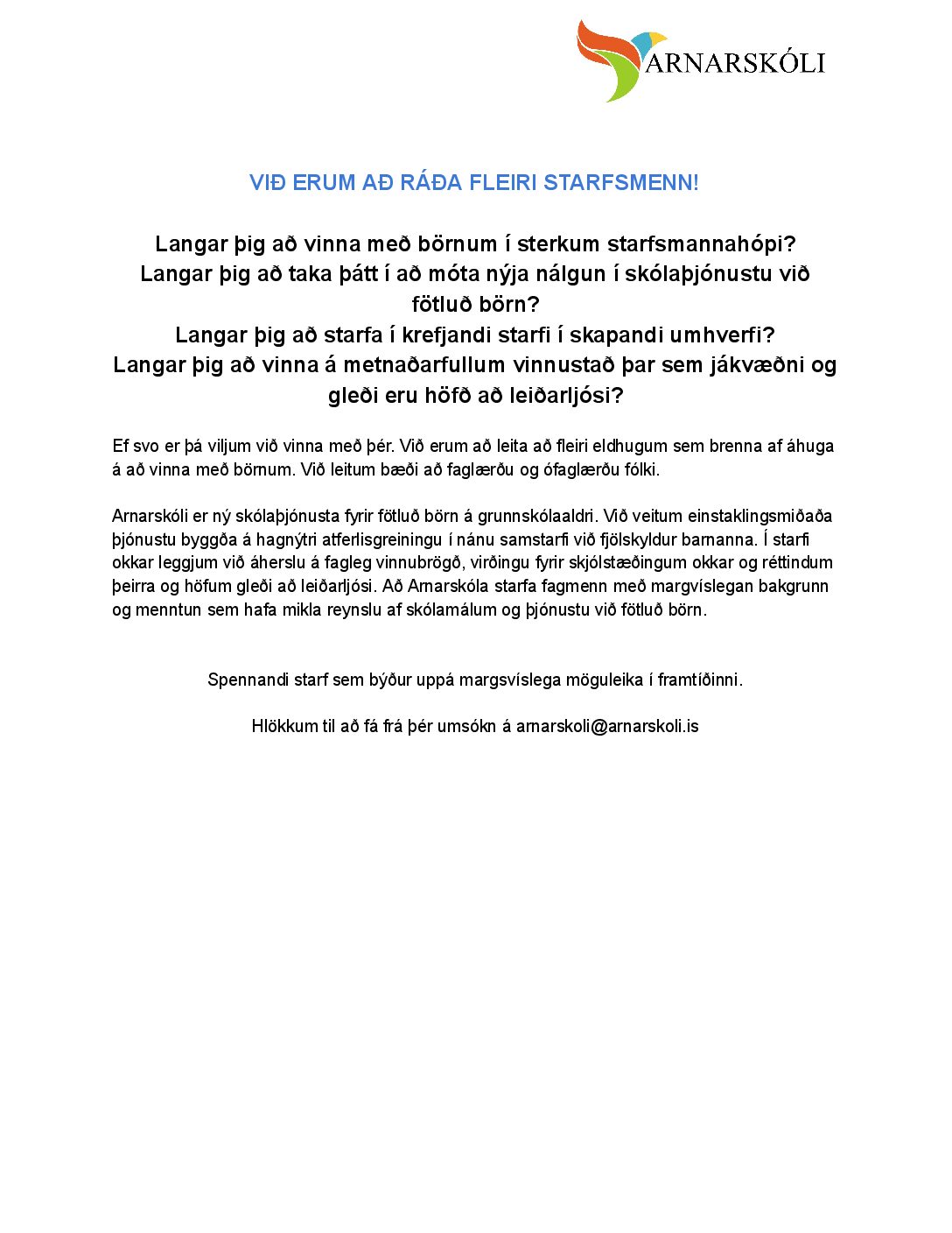 Við erum að ráða nýja starfsmenn